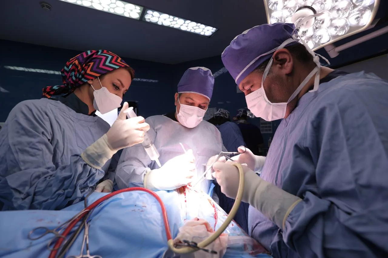 Expert neurosurgical team in the operating theatre