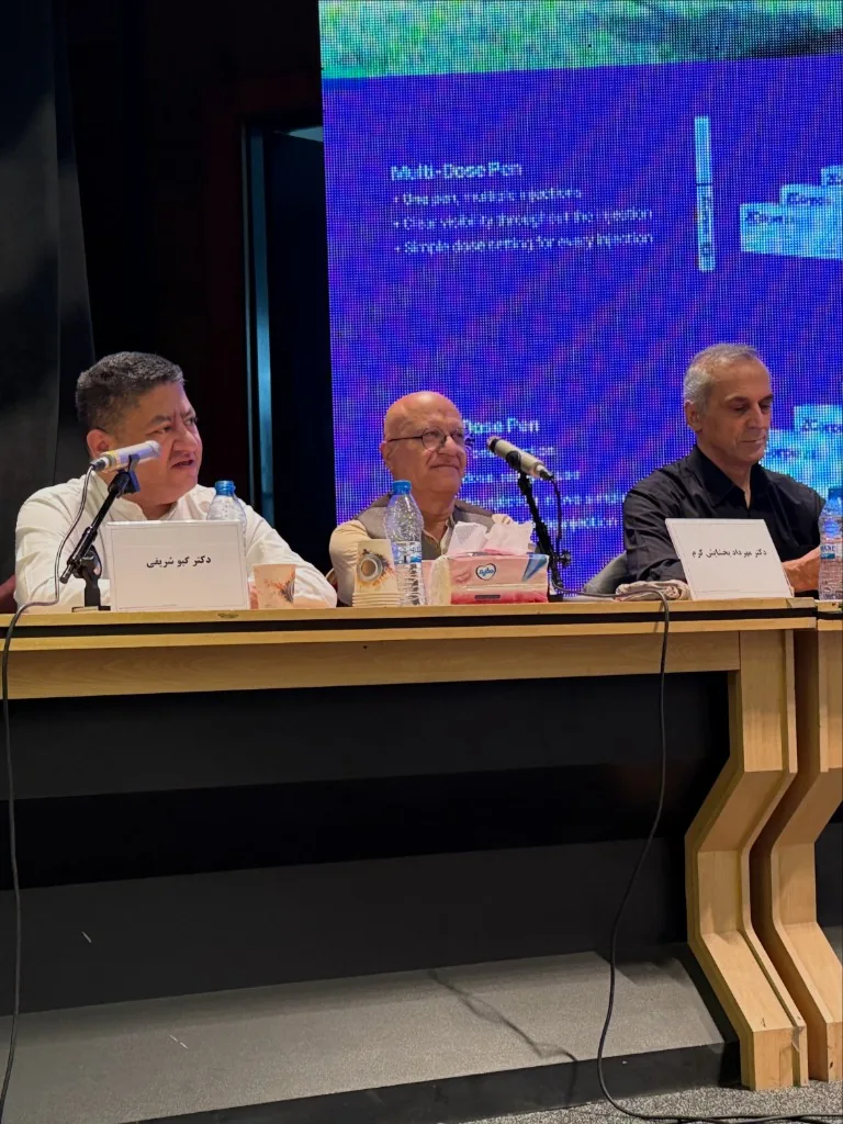 Prof. Guive Sharifi seated with faculty at the Tehran pulmonary congress